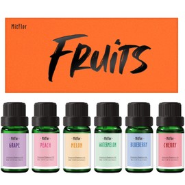 Fragrance Oil, MitFlor Premium Fruit Essential Oils Set, Fruity Scents for Soap & Candle Making, Summer Diffuser Oils, Refreshing & Long-Lasting, Peach, Cherry, Watermelon, Blueberry, Grape, Melon