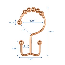 LBYOJKD Double Sided Shower Curtain Hooks with Smooth Gliding Roller Balls, Rustproof Metal Hooks for Curtain and Liner, Set of 12 for Standard and Curved Shower Rods - Rose Gold