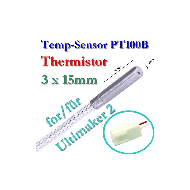 PT100B Temperature Sensor Thermistor 3 x 15 mm Compatible with