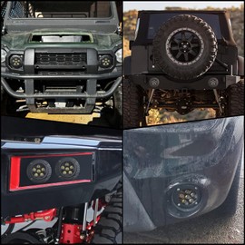 PKEDUO 5inch Round Flush Mount LED Pods Spot Beam Offroad Driving Fog Light Backup Reverse Light Compatible with SUV ATV UTV Truck Pickup