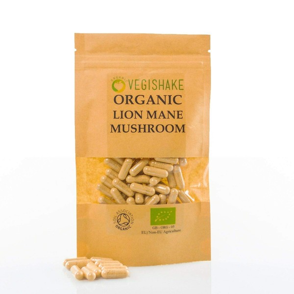 Organic Lions Mane Mushroom Hericium erinaceus HPMC Capsules 600mg Polysaccharides