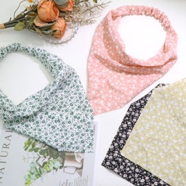 AOREAS 4Pcs Hair Scarf HeadBand Elastic Boho Hair Scarf Vintage Triangle Kerchief Faire Accessories (Small Flower, 12in)