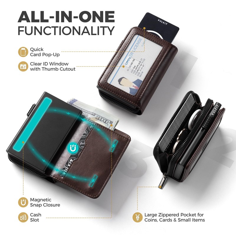 VULKIT Large Capacity Card Holder Wallet for Men, RFID Blocking