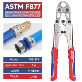 iCrimp PEX Press Tool for 3/4-inch Viega Pureflow Press Fittings, Installs Manabloc Manifolds