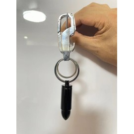 Oilyaemi Black Aluminum Alloy Mini Pill Box Pendant Keychain - Waterproof, Windproof, Bottle Opener, Small Item Organizer, Portable, Essential for Outdoor Activities