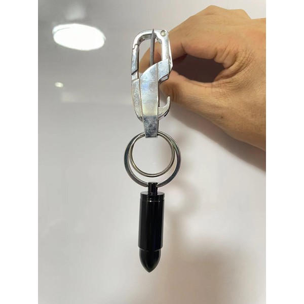 Oilyaemi Black Aluminum Alloy Mini Pill Box Pendant Keychain -