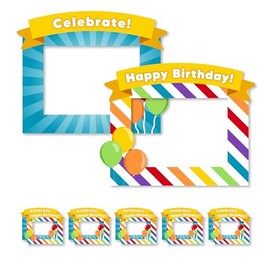 Astrobrights Classroom Photo Op Frames, 22" x 15", Double-Sided, Happy Birthday + Celebration, 6 Count (91073)