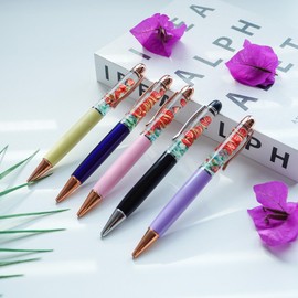 Sikyby Strawberry Floating Funny Pens Cute Floater Liquid Writing Journaling Office Pen Unique Gift For Women Men Set of 5 Pens