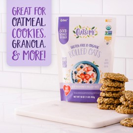 Oatsome Organic Rolled Oats, 1lb Bag – Gluten-Free, Whole Grain Oats for Oatmeal, Baking, & Granola
