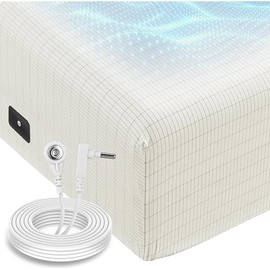 HYPREST Grounding Sheets Queen Deep Pockets 16 inches, Cotton & Silver Fiber Infused, Earth Grounding Well Bed Fitted Sheets- 60"x80"