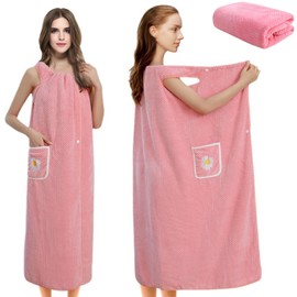 YOGONEV Bata de Baño Mujer Toalla Super Absorbente y Secado Rápido - Toallas de Baño Grandes para Adultos, Diseño Envolvente Spa/Hogar, Bata de Baño Mujer en Vellón de Coral Suave No Quitapelos(rosa)