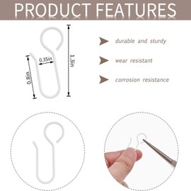 Jetec 120 Pcs Metal Curtain Track Hooks S Shaped for Drape,White