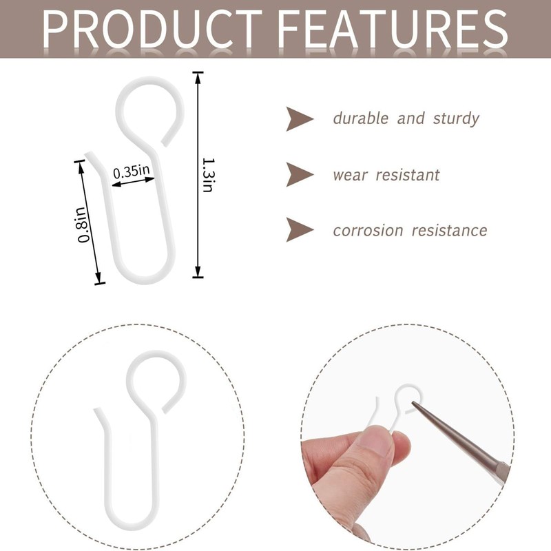 Jetec 120 Pcs Metal Curtain Track Hooks S Shaped for