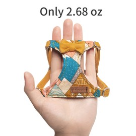 Puppytie No Pull Dog Harness with Multifunction Dog Leash,Soft Adjustable No Choke Escape Proof Pet Harness Vest for Medium Dogs,Suede Bow Yellow,M