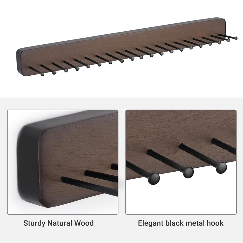 Mkono Tie Rack Wall Mounted Belt Hanger Holder Rustic Wood