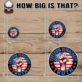 Freedom Democracy Truth FDT Sticker Retro Patriotic Raised Fist Waterproof Vinyl Sticker for Water Bottle Hard Hat Helmet Bumper Car Laptop
