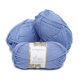 100% Pure Wool Yarn Superwash Set of 3 Skeins (150 Grams) DK Weight - Sourced Directly from Peru - Heavenly Soft and Perfect for Knitting and Crocheting (Placid Blue)