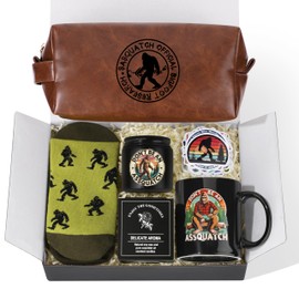 JoycuFF Bigfoot Gifts Big Foot Sasquatch Gifts for Men Sasquatch Lovers Gift Funny Idea for Birthday Gift Christmas Gifts with Big Foot Toiletry Bag Mug Socks Candle Stickers for Him