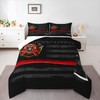 Firefighter Comforter Set Queen Size,American Flag Geometric Stripes Bedding Set,Boys