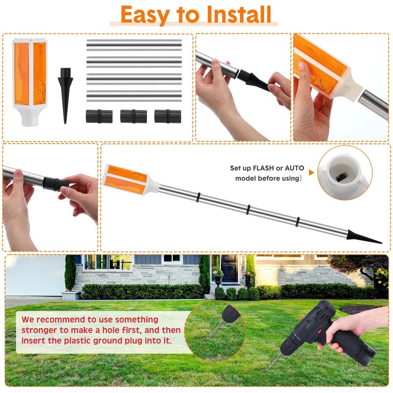 Macarrie 9 Packs Solar Powered Driveway Markers Lights Reflective Driveway