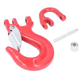 Keenso Winch Rope Hook, Safety Lock Hook, Winch Trailer Clevis Hook, Red, 2T Loading 80 Steel, Universal with Safety Lock, Heavy Duty Trailer Band Parts