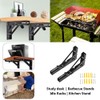 Hocansen 2Pcs Metal Foldable Brackets L Shelf Collapsible Brackets Black