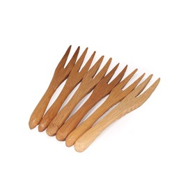 BambooMN Reusable Bamboo Appetizer Forks Picks 3.7" Carbonized Brown, 10 Pcs