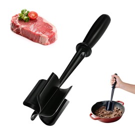 Meat Chopper and Masher for Ground Beef – 5-Curve Pinwheel Blades, Heat-Resistant Hamburger Tool, Non-Scratch Kitchen Utensil for Potatoes, Fruits, and Meal Prep