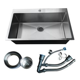 33x22 Inch Top Mount Kitchen Sink Drop-in Sinks, Farmhouse Workstation Sink with Sink Protector 18 Gauge, 9 Inch Deep Stainless Steel Single Bowl Kitchen Sinks for RV, Travel Trailer, Garage (33in)