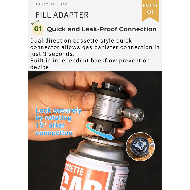 CAMPINGMOON Butane Gas Cartridge Transfer Camping Cassette Canisters Gas Adapter