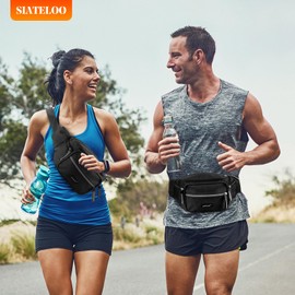 SIATELOO Large Fanny Pack, Crossbody Bags Belt bag Waist bag chest bag With 6 Zip Pockets For Men Women ， Wide Adjustable waistband - For Women and Men Sports, Travel accessories-BLUE