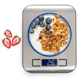Báscula digital de cocina para alimentos, multifunción, pantalla LCD, 12 libras, 5 kg, báscula digital de peso y onzas, báscula para hornear, báscula de alimentos pequeña de acero inoxidable por Moss and Stone