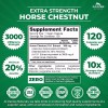 Zazzee Extra Strength Horse Chestnut 10:1 Extract, 3000 mg Strength,