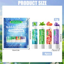 4 Stück Nasal Stick, Riechstifte für ätherische öle, Minze-Aromatherapie-Naseninhalator, Schnelle Hilfe Von Einer Verstopften Nase, Verbessert die Atmung und Steigert Den Fokus