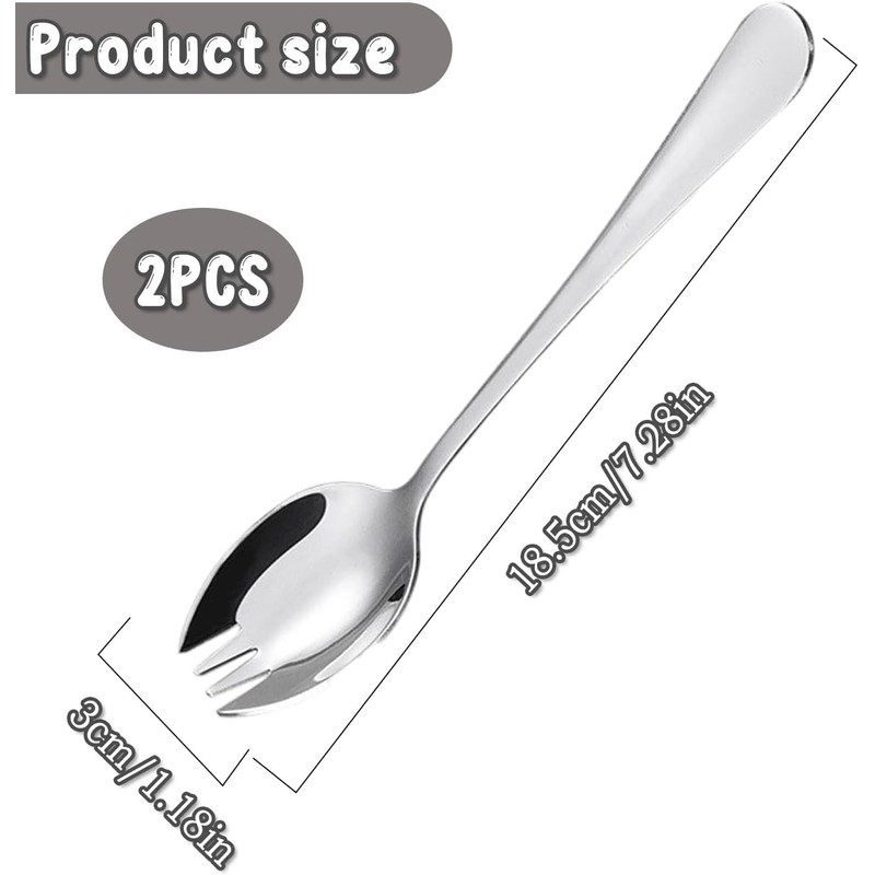 2PCS Stainless Steel Sporks – for Camping, Travel, Lunchboxes –