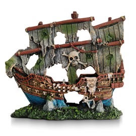 Ganrami Pirate Shipwreck Aquarium Decor – Large Resin Fish Tank Decorations & Ornaments for Betta, Shrimp, and Small Fish – Cool Aquarium Accessories Gift for Kids, Boys, Girls & Fish Lovers