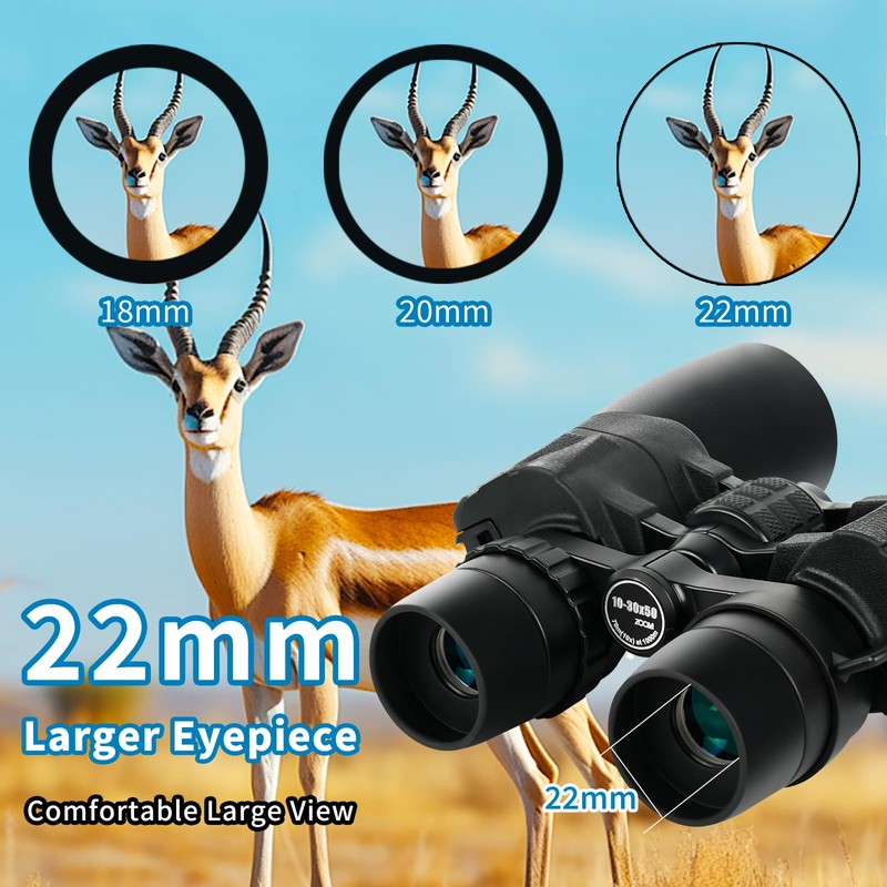 10-30x50 Zoom Binoculars for Adults High Power, Low Light Night