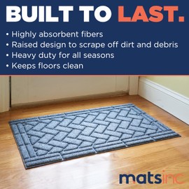 Mats Inc. Artisan Entry Front Door Mat - Rubber Back Indoor or Outdoor with Brick Design, Water Absorbing Welcome Mat, Front Door Mat Outside Entrance, Made in The USA, 18" x 30" Doormat (Slate)