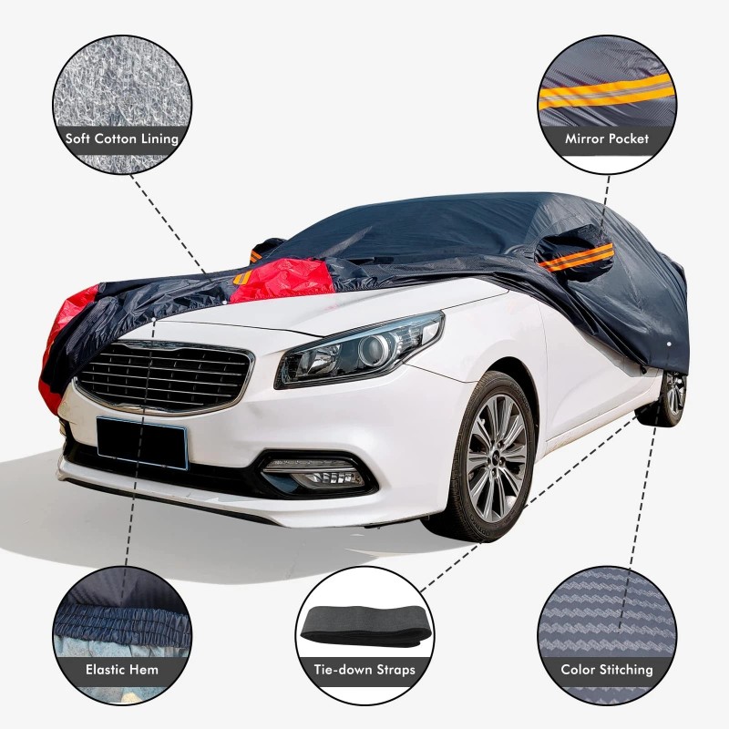 DINGHAO Car Cover Waterproof All Weather for Automobiles, 6 Layers