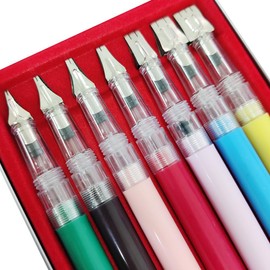 Diwimiki Pack of 7 - Parallel Calligraphy Pen Set with Iron Box 1.5MM 2MM 3MM 4MM 7MM 9MM 11MM Fountain Pen for Gothic Letter Office Stationery