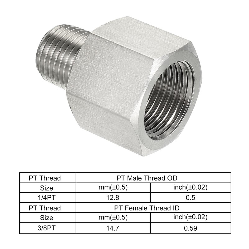 sourcing map Pipe Fitting Reducer Adapter, 1/4 PT Male to