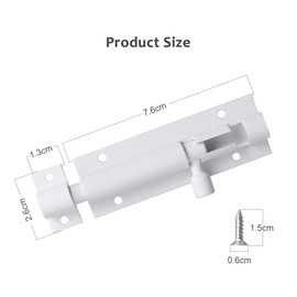 Door Lock Bolts Security Slide Latch Lock 75mm (3") Barrel Bolt Strong Stainless Steel Matte for Bathroom, Bedroom, Gates, Shed, Garden - Door Latch Slide Bolts Lock with Screws(2pcs,White)