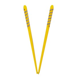 7 inch Long Plastic Hair Sticks with Silver Swirl for Women- Yellow