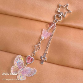 AGEN KGEN Novelty keychains Aesthetic Y2K Keychain Charms Stylish Keychains Accessories for Women Bag Purse Gifts (3x Pink Set)