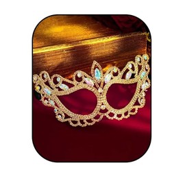 Maeaccx Rhinestone Masquerade Mask for Women, Butterfly Wing Design, Gold Mardi Gras Party