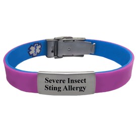 "Allergic to Insect STINGS" Sport/Slim Reversible Medical Alert ID Bracelet for Men and Women