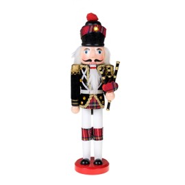 Clever Creations Platinum Scottish Bagpiper 14 Inch Traditional Wooden Nutcracker, Festive Christmas Décor for Shelves and Tables