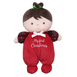 Plush Baby Doll with My First Christmas Embroidery, Julie (Red, 9 inch)