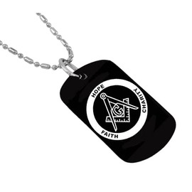 Blingforfun Mason Masonic Faith, Hope And Charity Engraved Dog Tags/GI Tags, Necklace 30" Chain