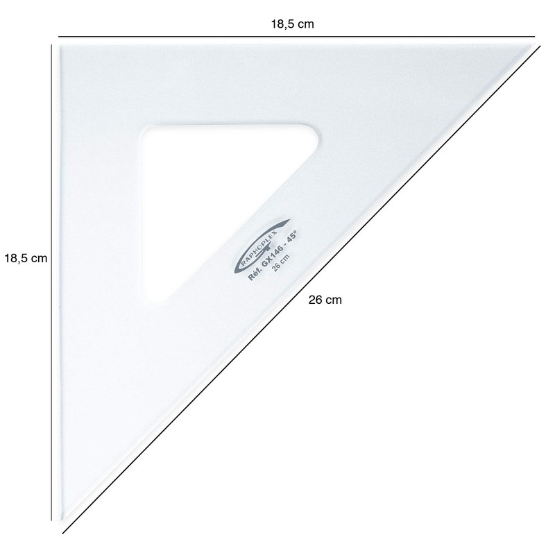 Graphoplex Set Square 45 ° 3 Straight Edges Transparent 26